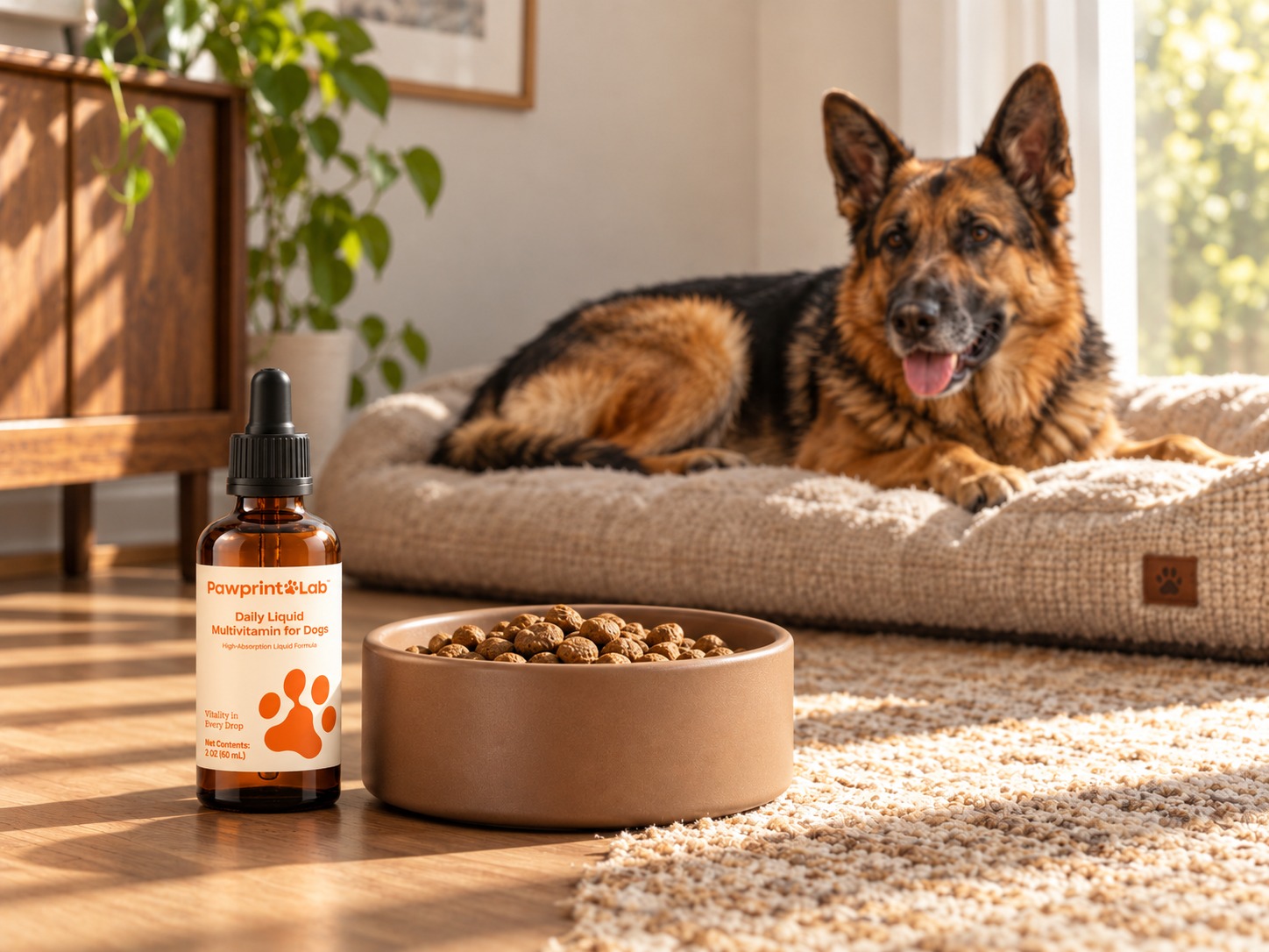 Pawprint Wellness Protocol being applied to a dog's daily meal