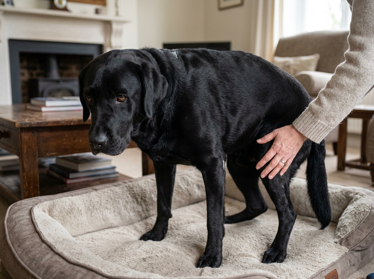 Senior dog moving comfortably outdoors