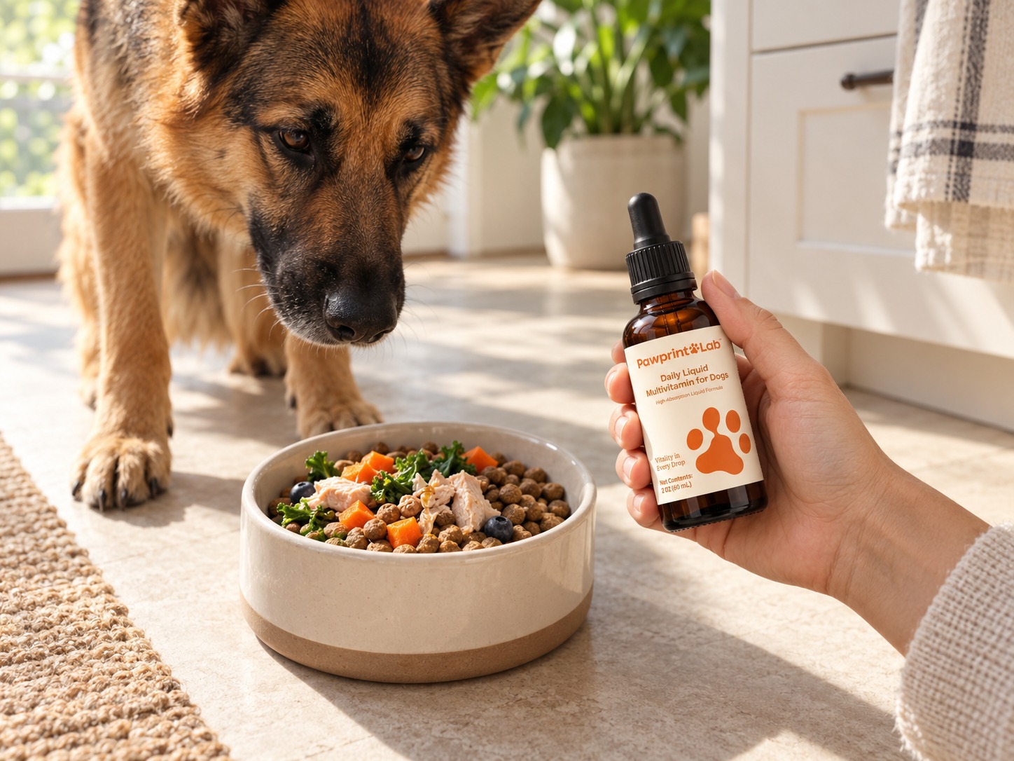 Pawprint Wellness Protocol drops added to dog food