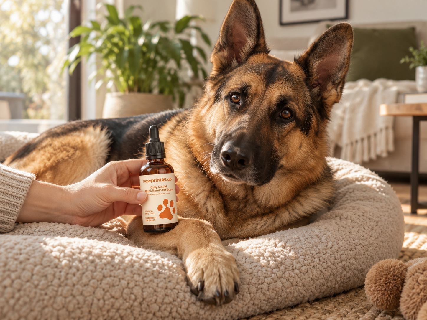 Dog looking happily at camera