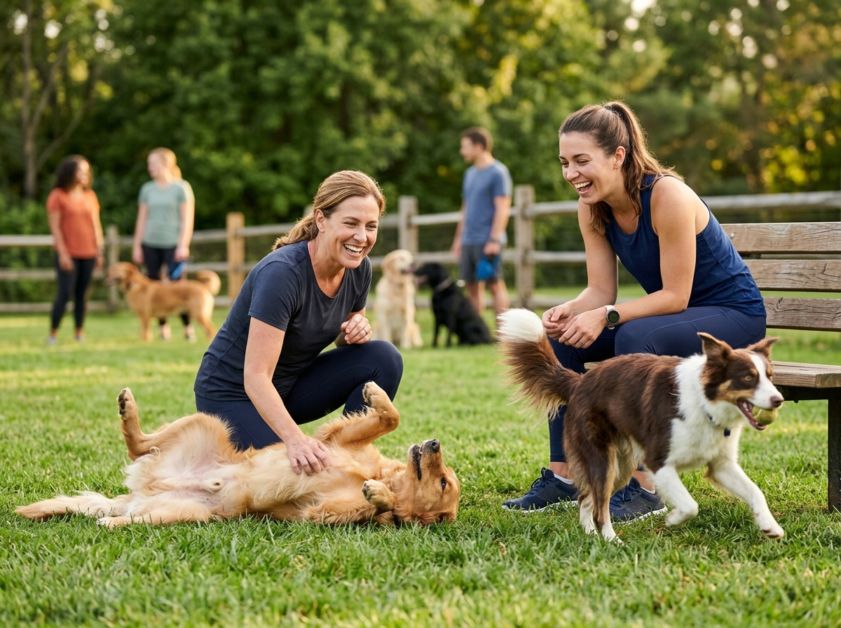 Happy dog owners and dogs using Pawprint Wellness Protocol